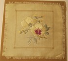 Set Of 3 Gorgeous Antique Hand Embroidered Silk Flower Squares Japan   