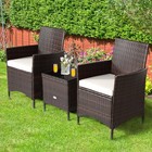 3 Pieces Rattan Patio Bistro Set  Pe Wicker Furniture Set Outdoor Conversatio   
