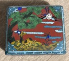 Vintage Chinese Cloisonn   Jewelry Trinket Box Enamel Floral Footed