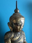 Burmese Ava Period Carved  Lacquered And Giltwood Buddha  Late 18th Century