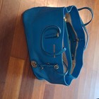 Michael Kors Blue Saffiano Leather Jet Set Travel Top Zip Tote Bag Gold Hardware