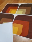 Awesome Rare Vintage Mid Century Retro 70s Yel Brn Olive Lotus Sq Fabric  Look 
