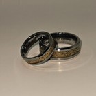 Men s Or Ladie s Tungsten Carbide Celtic Knot Dragon Inlay Wedding Band Ring Set