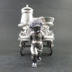 Antique Combo Napkin Ring - Winged Cherub  2-wheel Cart - Open Salt  Pepper Pot