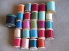 Huge Lot Of 25 Vintage Wood Spool Thread  Belding Corticelli Talon Coats   Clark