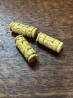 3 Vintage Old Stock Carved Chinese Soapstone Shou Beads