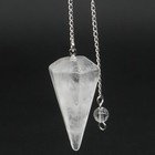 Natural Gemstone Clear Quartz Bonded Pendulum Healing Crystal Reiki Dowsing Tool
