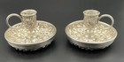 Rare Pr J e  Caldwell Repousse Sterling Silver Traveling Chambersticks 19th Cen