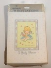 2 Vintage Joan Walsh Anglund Baby Shower Invitations Ephemera Hallmark Nos
