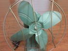Vtg Mid Century Electric Fan Green Heavy Duty Metal Industrial Rare Art Deco
