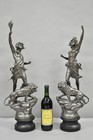 Antique French Renaissance  le Force   Le Pouvoir  Spelter Metal Sculpture Pair