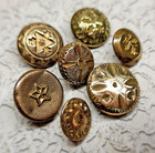 7 Antique Hand Chased Engraved Brass Buttons Including Golden Age   3 8  To 5 8 