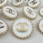 10 Chanel Buttons White Gold Cc Logo Metal 22mm Vintage