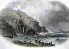 Mill Bay Nanjizal Cornwall C1840 Genuine Antique Engraving With Hand Colour