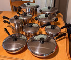 Revere Ware Stainless Steel Copper Bottom 19 Pc Cookware Pots Pans Skillets Lids