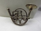 Vintage Sterling Silver French Horn Shaped Brooch 2 25  Tested  494