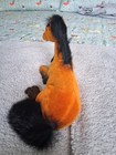 Vintage Felt Flocked Toy Horse Real Fur Mane   Tail