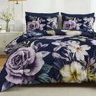  Navy Comforter Set 7 Piece Bed In A Bag Floral Bedding Comforter Queen Blue