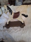 Vintage Pull Toy 9 platform Painted Horse On Wheels 