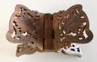 Vintage Wood Leaf Book Holder Folding Bible Cookbook Stand Hand Carved 