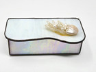 Stained Glass Trinket Box Or Jewelry Box White Iridescent Nautical Vintage  6  X
