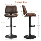 Bar Stools Set Of 2 Swivel Adjustable W pu Leather Back For Kitchen Dining Brown