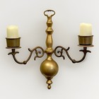 Vintage Brass Wall Sconces Set Of 2 Double Arm Candle Holders Colonial Pair
