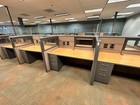 Modular Office Cubicle Pods W  Laminate Desks  Glass Panels