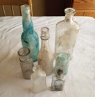 Vtg antique Glass Bottles Apothecary   Extract Lot Of 7 Various Sizes   Styles