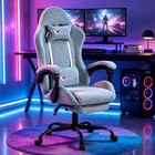 Fabric Gaming Chair Ergonomic Office Computer Desk Chair Footrest Blue