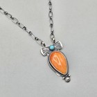 Verley Betone Navajo Sterling Spiny Oyster Turquoise Drop Necklace 18 