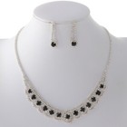 Silver Tone Metal Crystal Rhinestone Necklace Earring Set S19396-smon