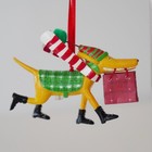 Vintage Silvestri Dachshund Dog Christmas Ornament Boots Shopping Bag Resin Vtg