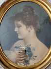 Antique Victorian Woman Virgilio Tojetti Watercolor Painting Lithograph Framed