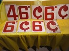 Vintage Original Group Of Nine Gas Station Metal Price 9  X 11  Numbers 