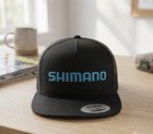 Shimano Logo Embroidered Black Mesh Snapback Trucker Hat Cap