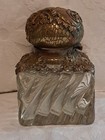 Antique Nouveau Ormolu Bronze And Glass Inkwell 
