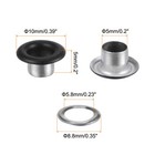 100 Set Round Grommets 5mm Hole Metal Eyelets With Washers  Matte Black