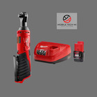 New Milwaukee M12 Cordless 3 8  Ratchet  2457-20 Kit Charger   2 0 Ah Battery
