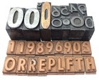 Lot 30 Letterpress Printing Blocks Leads Slugs Metal Wood Numbers Letters