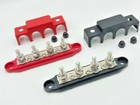 4 Way Terminal Junction Block Busbar 5 16  250 Amp 12v With Covers - Black   Red