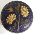 Vintage Tin Floral Flowers Blue Yellow Green Pink Tin Box Container Metal 4   