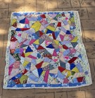 Crazy Quilt Baby Crib Blanket Kids Vintage Style Lap Throw 1950s