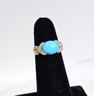 14k Gold Turquoise And Diamond Ring Sz 6