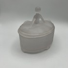Antique Victorian Lady  Glass Trinket Powder Jar Box With Lid Pale Pink