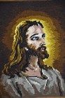 Vintage Finished Needlepoint Jesus Christ Framed Art Church Religious Wall Decor