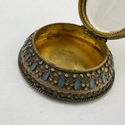Antique Portrait Trinket Box Painted Enamel Bronze Gilt Victorian Pill Box