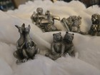 6 Vtg 1981 Hudson Pewter Lot Noah Wife Bears Parrots Kangaroos Lions  Noah s Ark