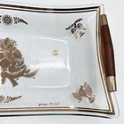 Vintage Mcm Georges Briard Art Glass Rectangle Serving Tray Wood Handles