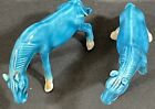 Vintage Miniature Horses Chinese Porcelain Turquoise Blue Figurines